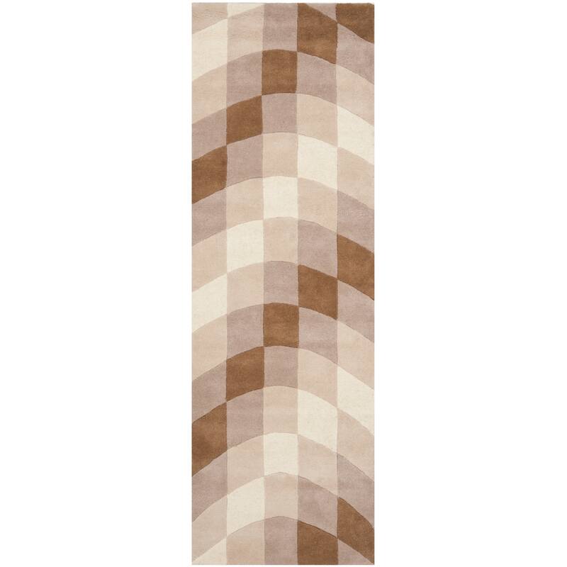SAFAVIEH Handmade Soho Kandace Matrix Wool Rug - 2'6" x 8' Runner - Sand/Ivory