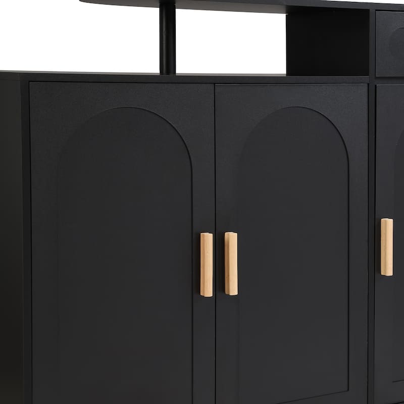 Home Shoe Cabinet, Wood Arched Door Organizer Cabinet with Adjustable Shelves, 43.30'' Tall Entryway Storage Cabinet