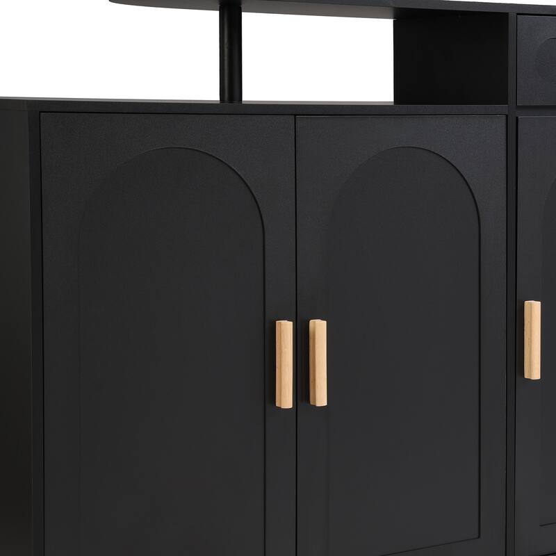Modern Shoe Storage Cabinet with Arched Doors, Drawer, and Adjustable Shelves for Home