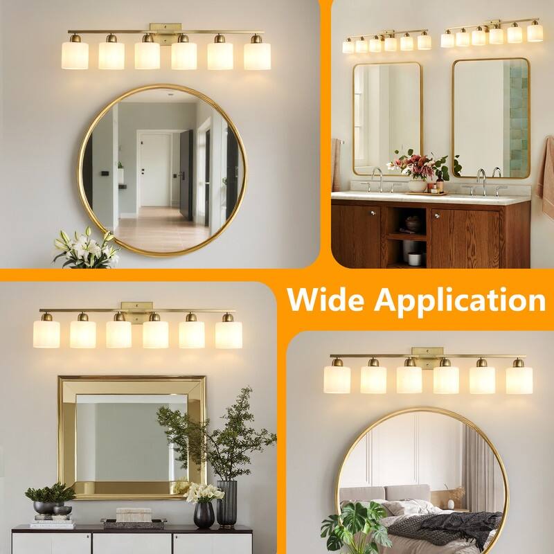 Modern Bathroom Vanity Light With Frosted Milk Glass Shades