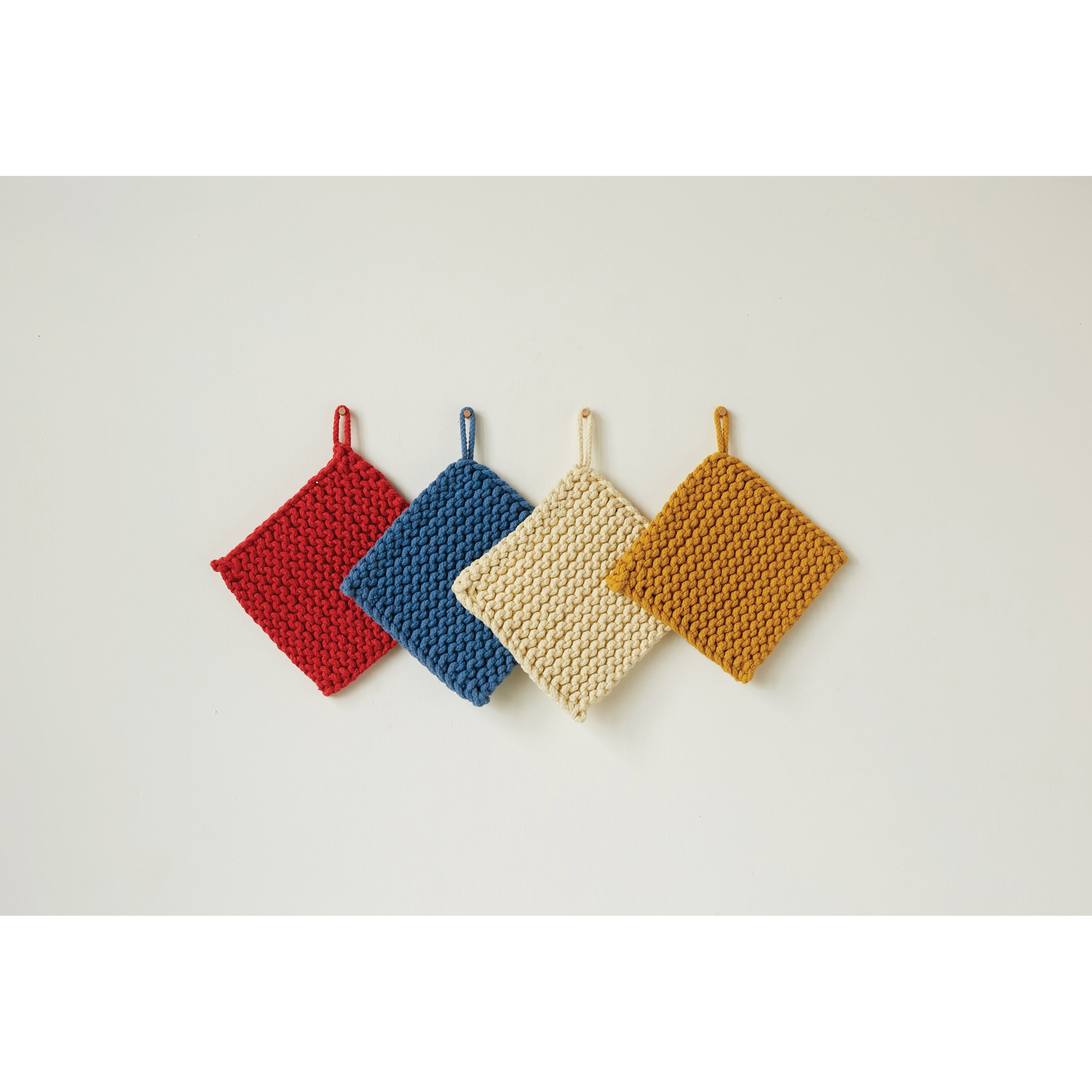 Square Cotton Crocheted Pot Holders (Set of 4 Colors)