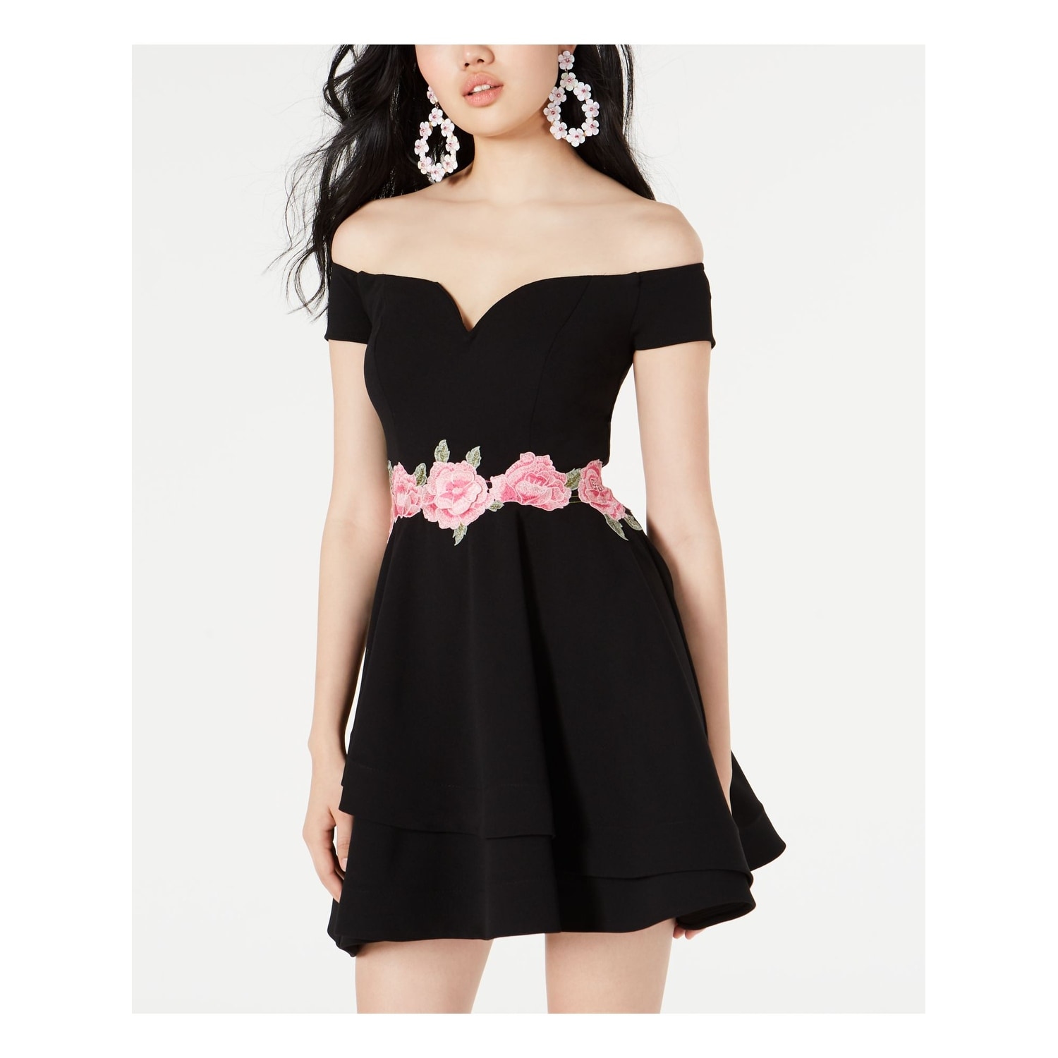 b darlin embroidered fit and flare dress