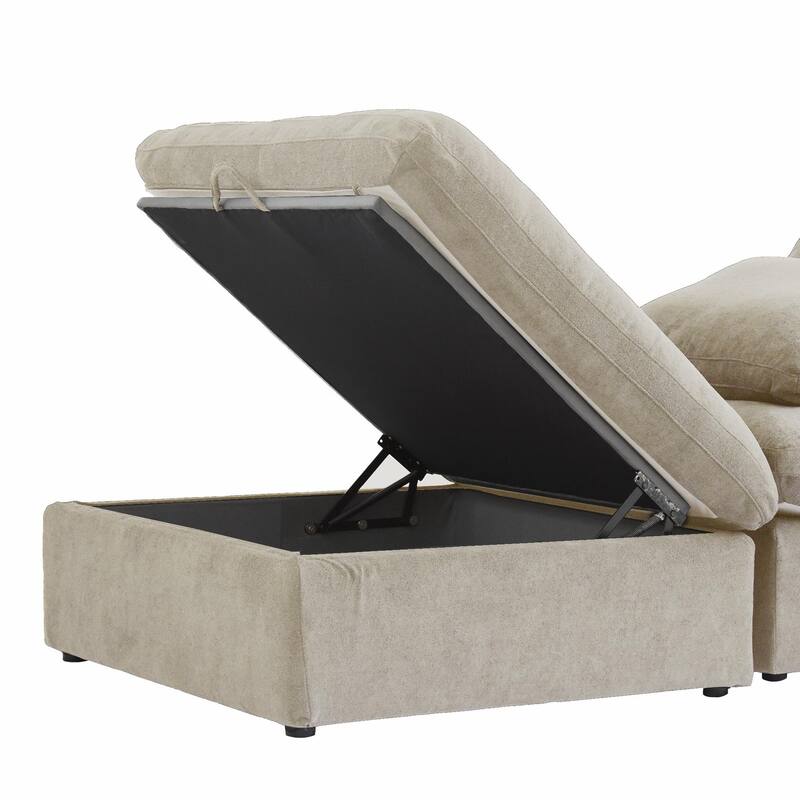 3PCS Living Room Sofa Set, Cloud Modular Sectional Sofa with Storage Ottoman