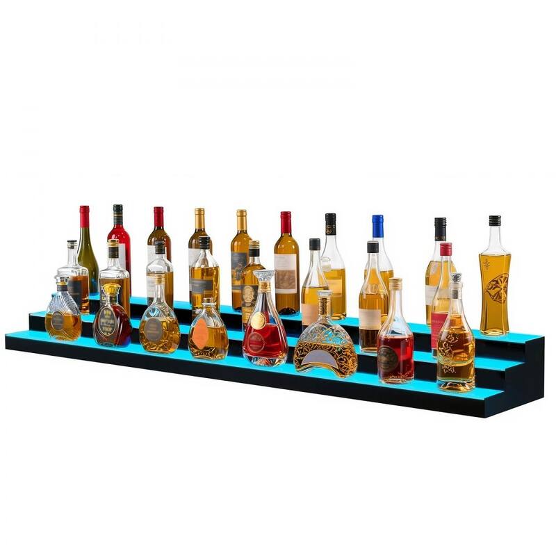 Acrylic 3-Tier LED Lighted Liquor Wine Shelf with Remote
