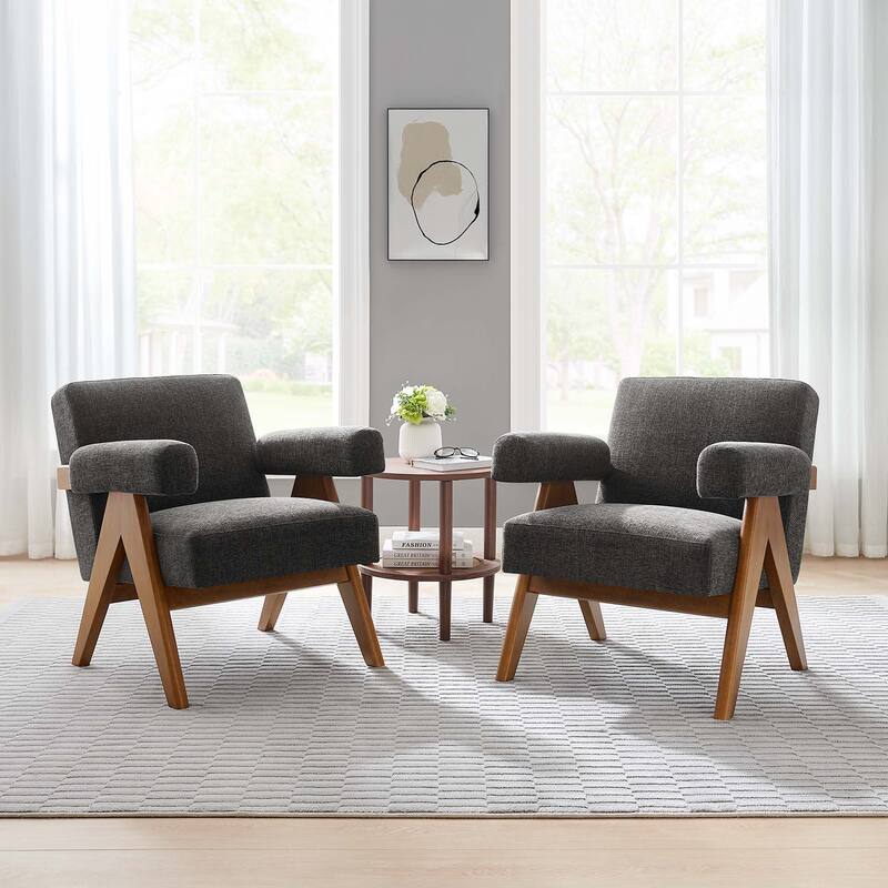 Lyra Fabric Armchair - Set of 2 - Grey