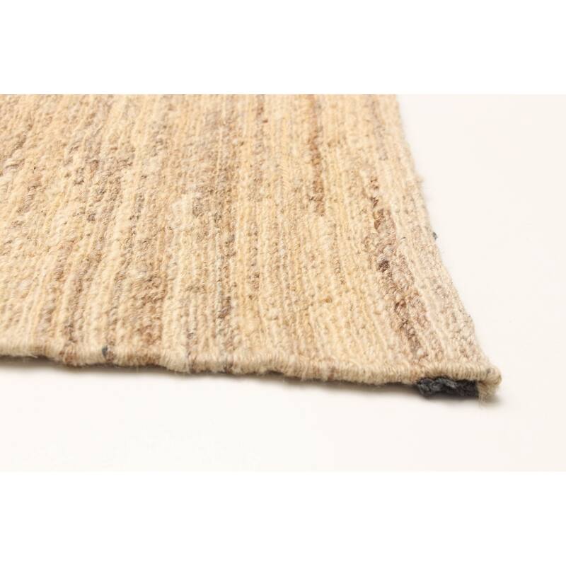 ECARPETGALLERY Flat-Weave Natural Beige Wool Tapestry Kilim - 6'7 x 9'9