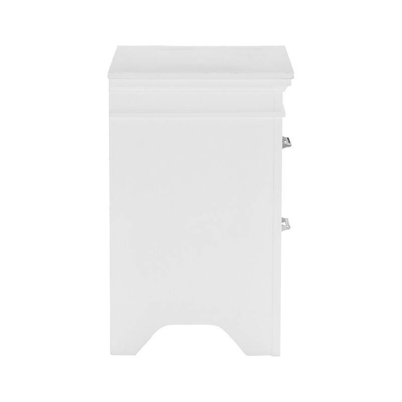 White 2 Drawer 16 in. W Nightstand with Bar Metal Handles