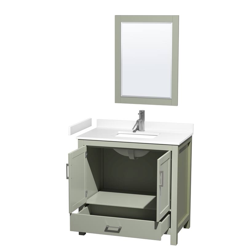 Sheffield Single Bathroom Vanity Set, Cultured Top, 24-Inch Mirror