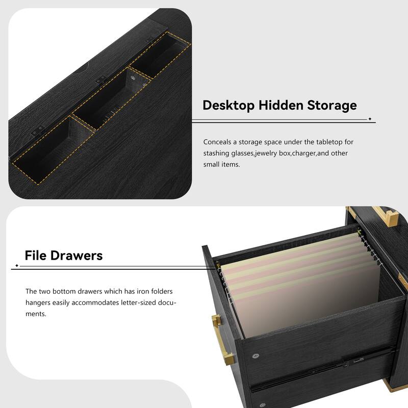 70" Extra-Large Executive Desk with Metal Edge Trim by Harper&Bright Designs