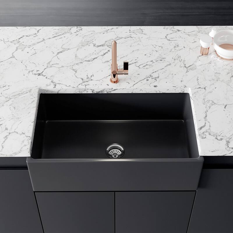 Crestwood 33" Modern Single Bowl Apron Fireclay Sink - Charcoal