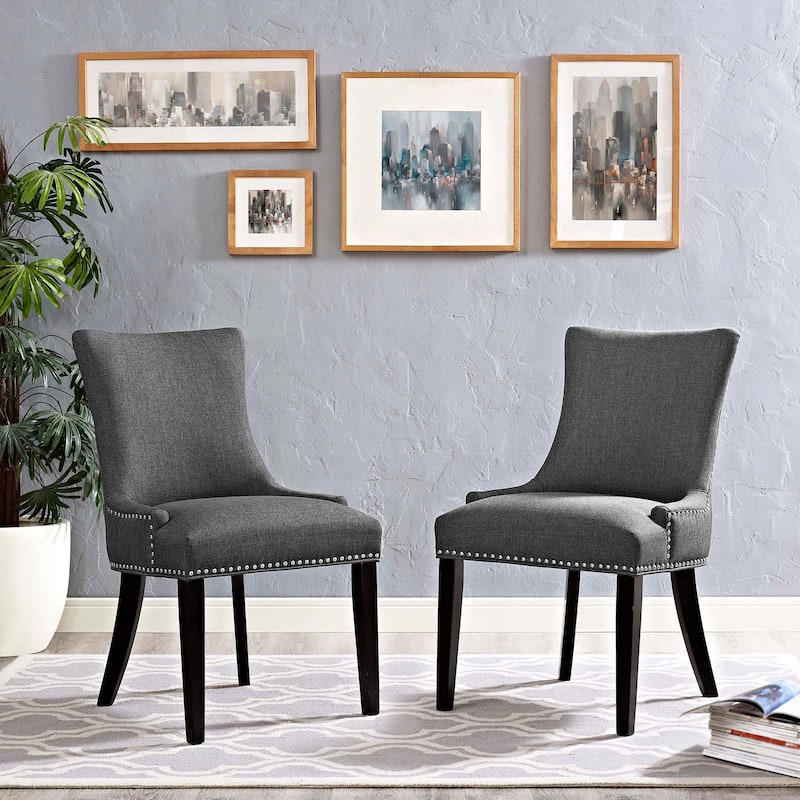 Marquis Set of 2 Fabric Dining Side Chair - Gray