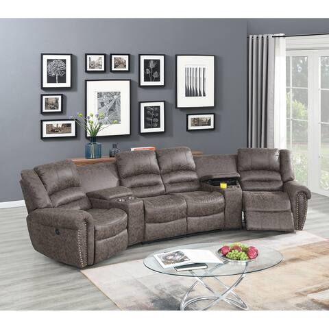 Fabric Power Theater Sectional Set