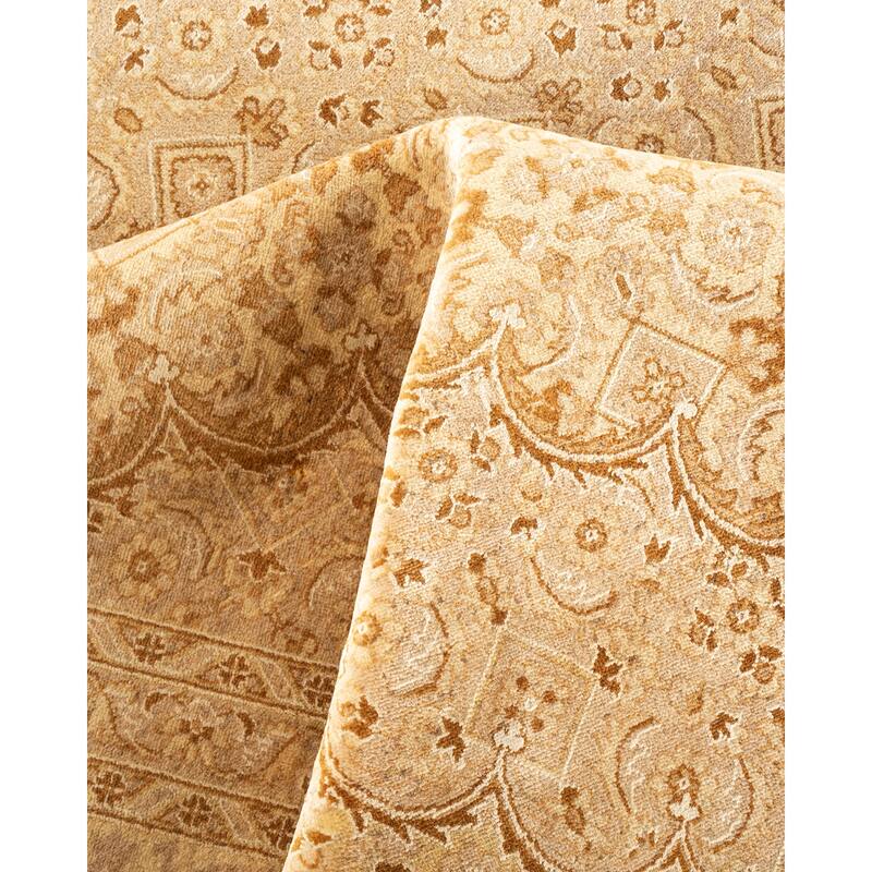 Overton Hand Knotted Wool Vintage Inspired Traditional Mogul Yellow Area Rug - 9 x 12
