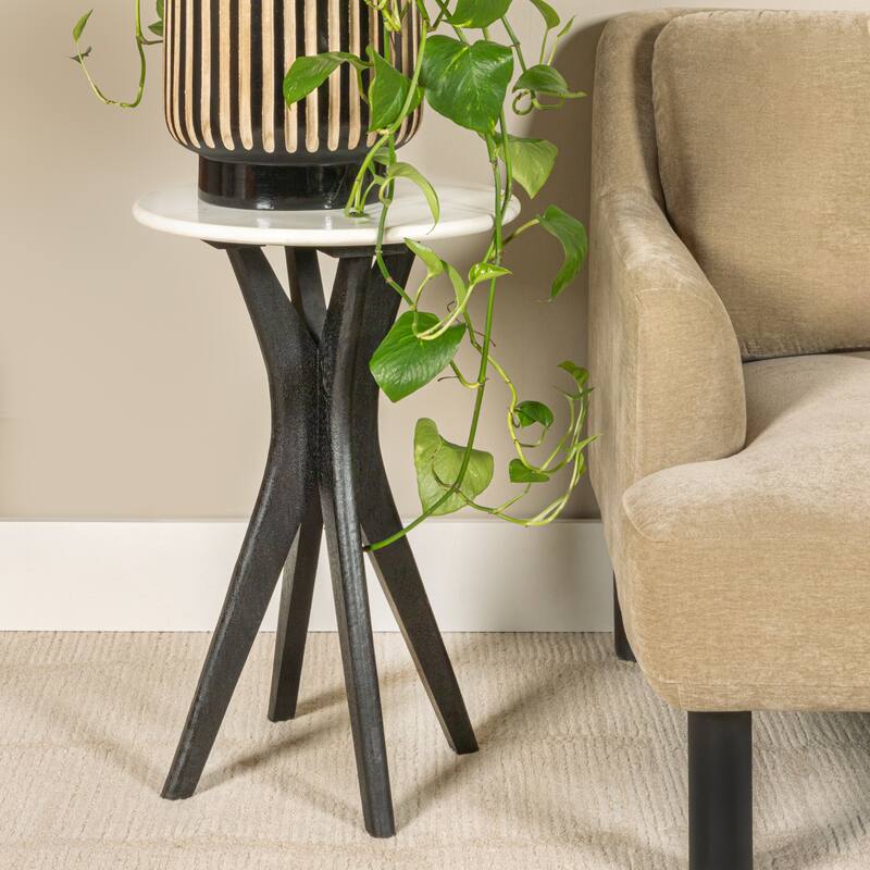 Owen Mango Wood and Marble Martini Accent Table