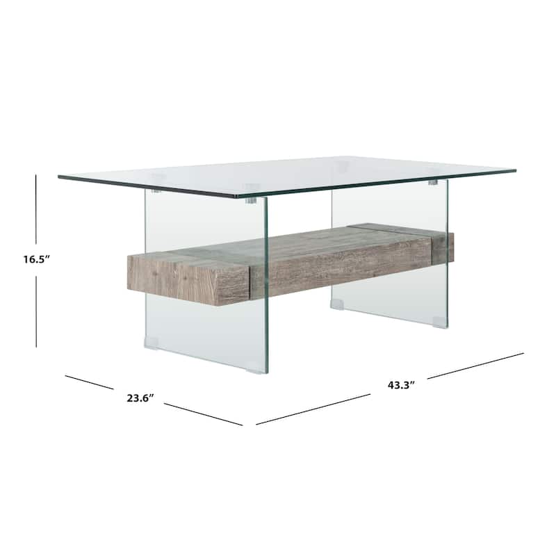 SAFAVIEH Kayley Modern Glass Coffee Table - 43.3" x 23.6" x 16.5"