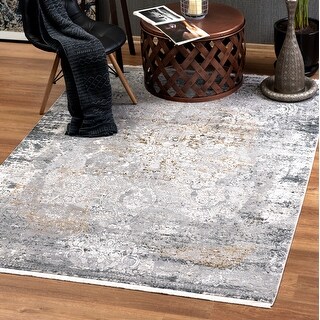 Andros Collection Grey/Gold Area Rug - Bed Bath & Beyond - 38249498