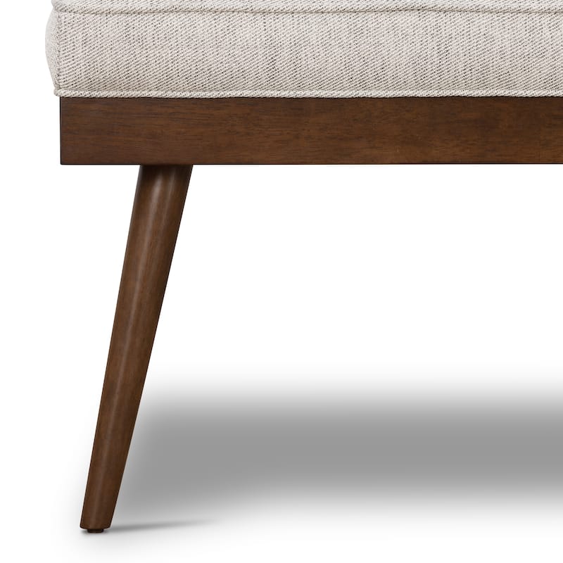 Poly & Bark Luca Fabric Bench - Tufted Seat with Solid Wood Legs