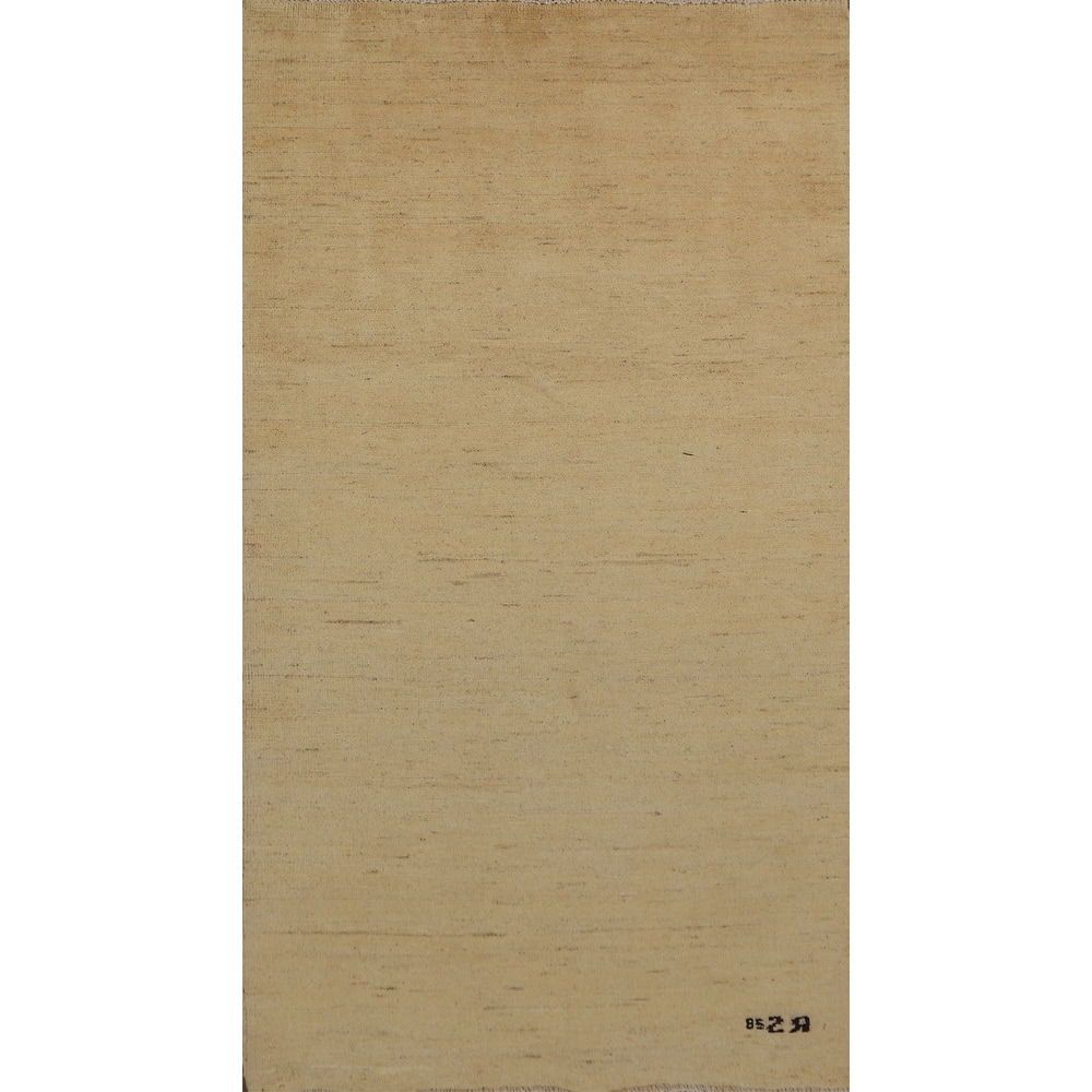 Beige Yellow Gabbeh Oriental Foyer Rug Handmade Wool Carpet - 3'1"x 6'4"