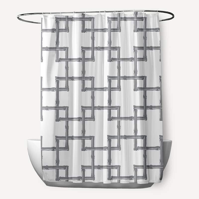 71 x 74 Bambies 2 Geometric Print Shower Curtain - Grey