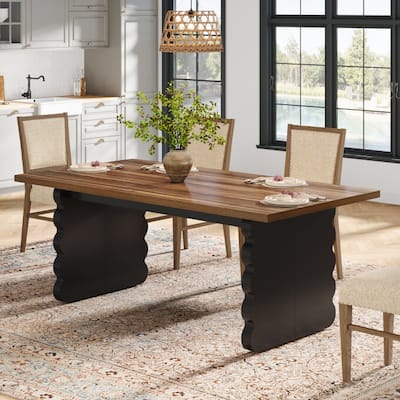 63-Inch Modern Dining Table, Large Wooden Kitchen Table for 4-6