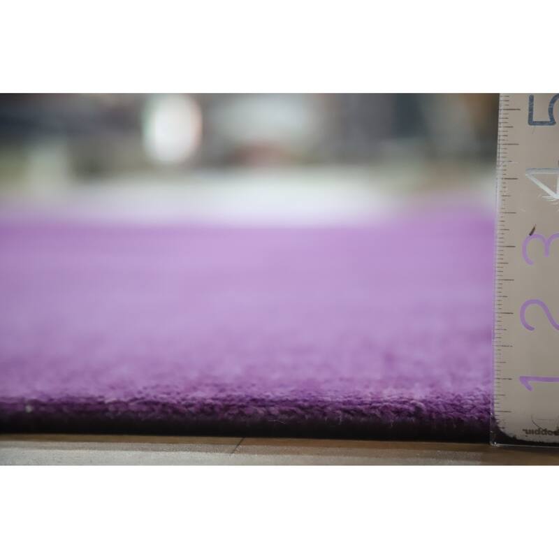 Hand Knotted Oriental 100% Wool Carpet Modern Solid Purples Gabbeh Area Rug - 12' 3'' X 8' 11''