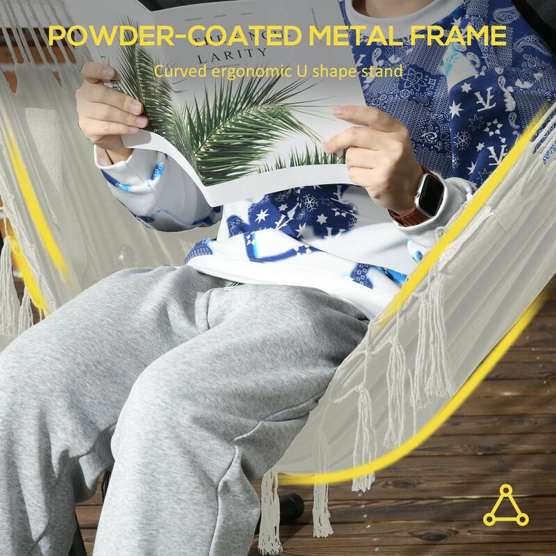 Outdoor Hammock Chair with Stand, Patio Swing Hanging Chair with Side Pocket and Headrest
