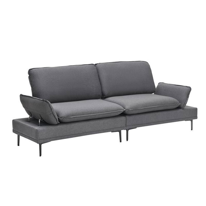 89-inch Dark Grey Polyester Blend Sofa for Offices, Apartments and Living Rooms