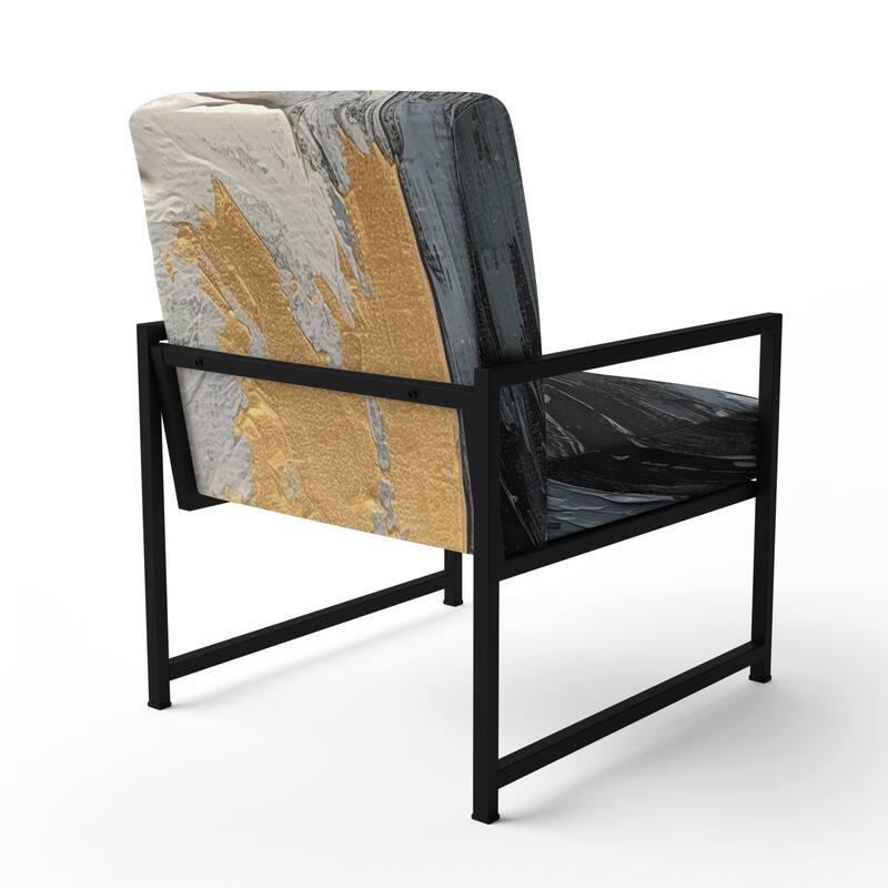 Designart "Gold and Black Vibrant Spirals" Upholstered Abstract Spirals Accent Chair and Modern & Contemporary Arm Chair