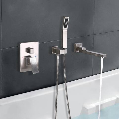 Luxury Wall Mounted Bathtub Faucet With High-pressure Handheld Shower and Tub Spout