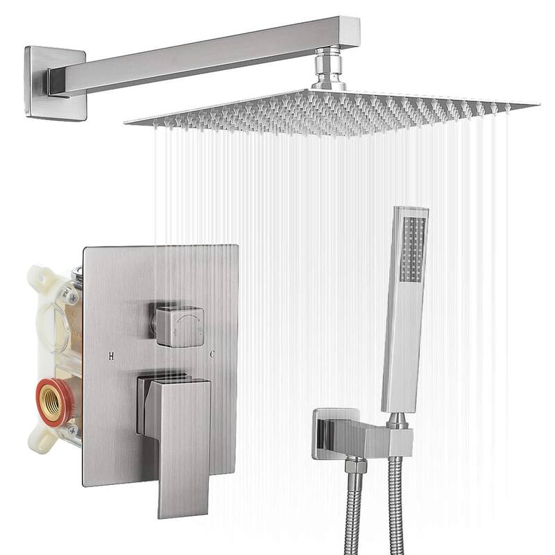 WIZ 2-Spray 10 in. Wall Mount Shower Head System Shower Faucet - brushed nickel