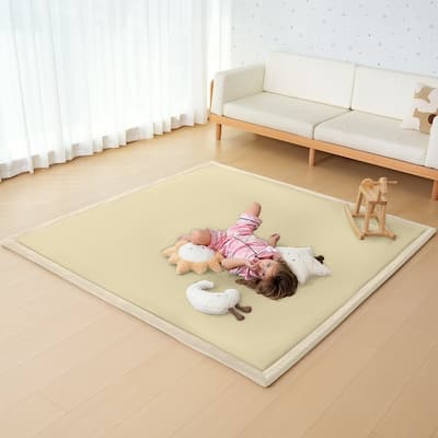 Baby Play Mat, Memory Foam Rug, Large Padded Crawling Mat for Toddlers - Beige