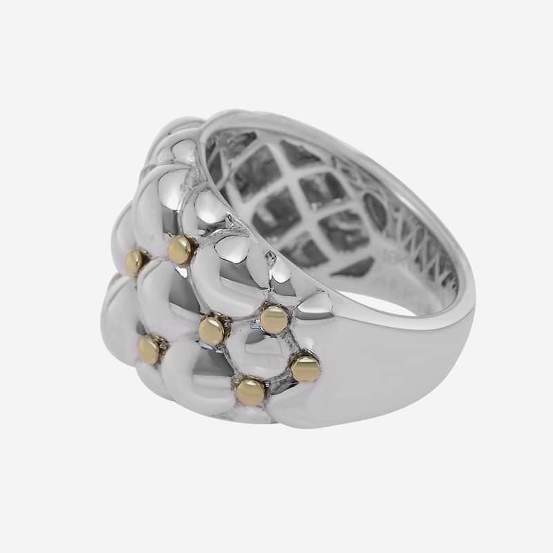 Charles Krypell Sterling Silver and 18K Yellow Gold Band Ring Sz. 6.5