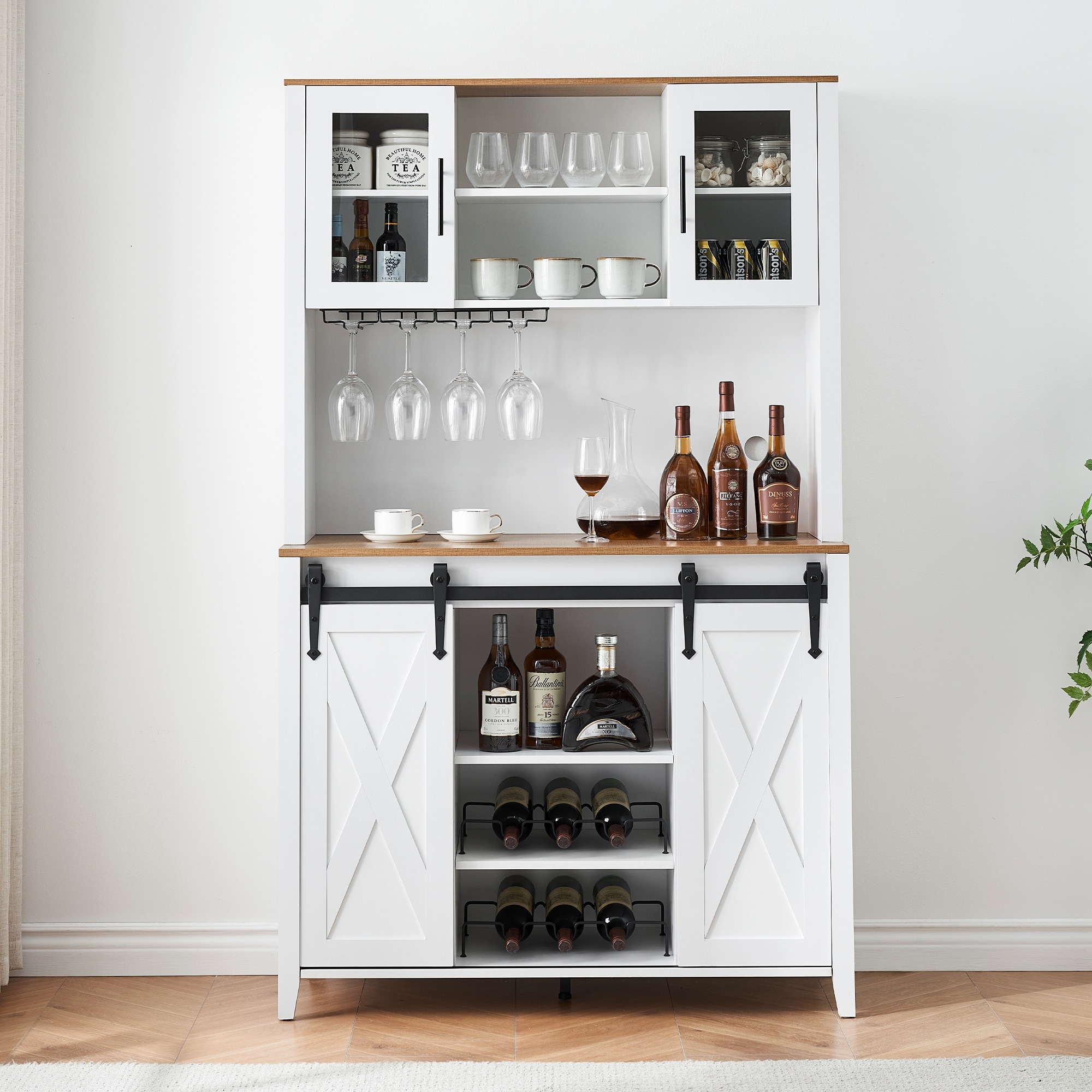 White farmhouse wine cabinet 2025