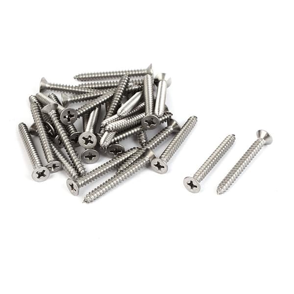 316 Stainless Steel Flat Head Phillips Self Tapping Screws Bolts 30pcs
