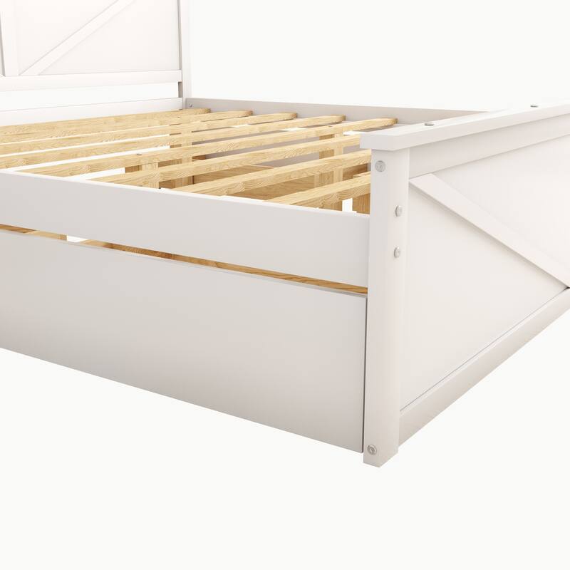 Wooden Platform Bed with Four Drawers