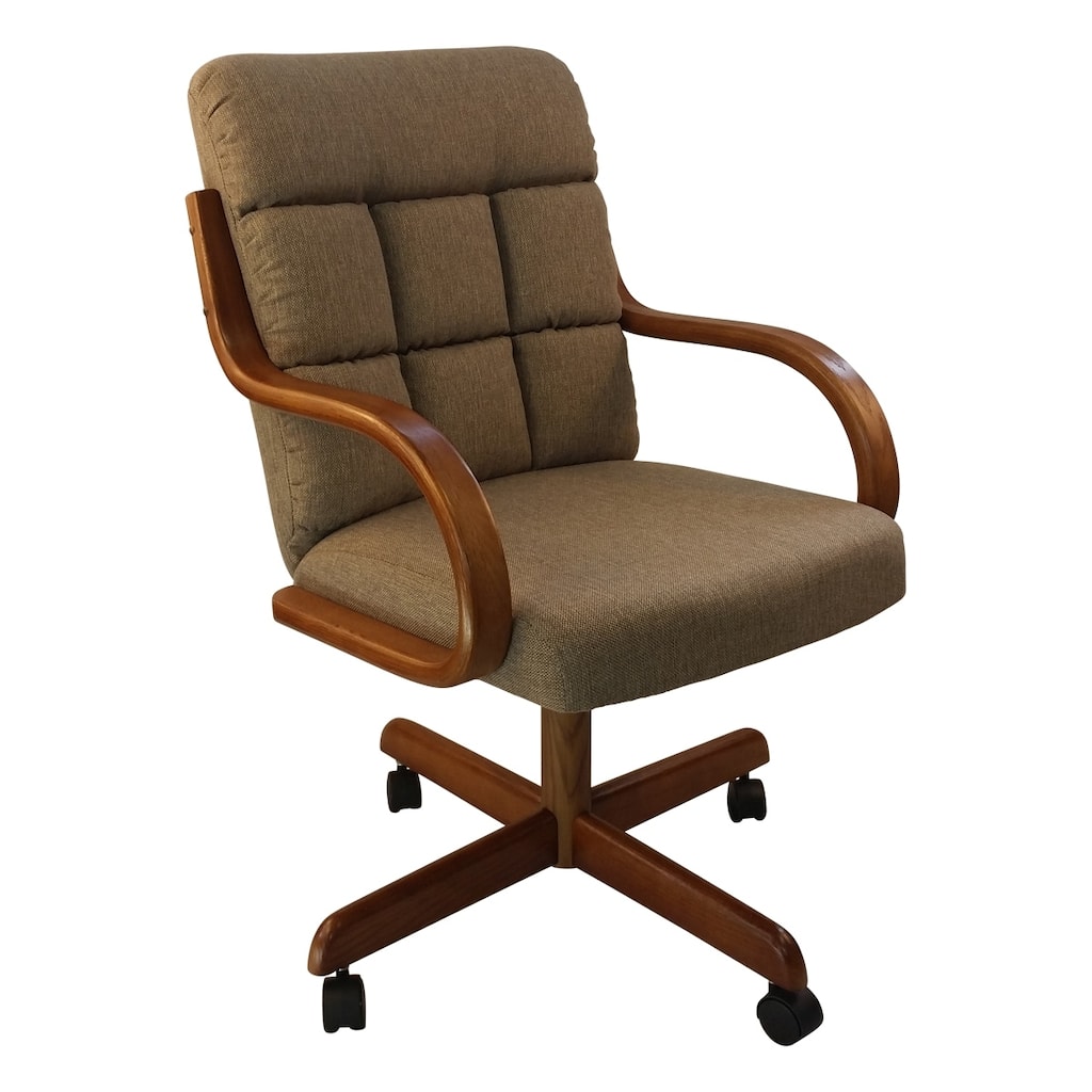 Caster Chair Company Camile Caster Arm Chair in Toast Tweed Fabric