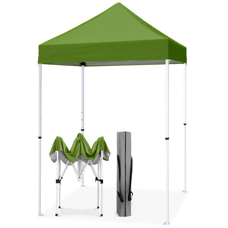 EAGLE PEAK 5x5 Pop Up Canopy Tent Instant Outdoor Canopy Easy Set-up Straight Leg Folding Shelter - Grass Green