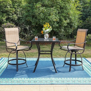 MAISON ARTS 3/5-Piece Patio Bar Stool Set of 1 Bar Table & 2/4 Textilene Swivel High Bar Stools