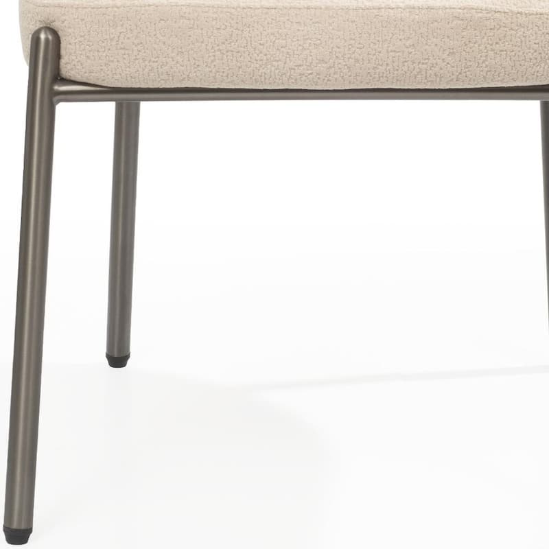 HomeRoots Beige and Gunmetal Boucle and Steel Dining Arm Chair - 23.00 in. x 31.00 in. x 23.00 in.