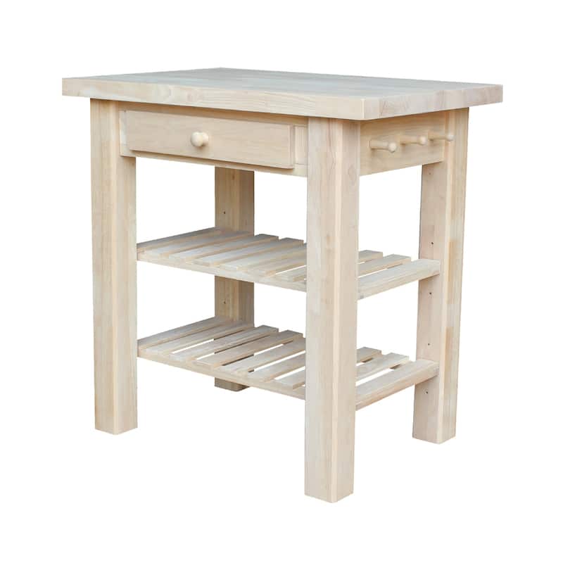 The Gray Barn Heavenly Winds Unfinished Solid Parawood Kitchen Island