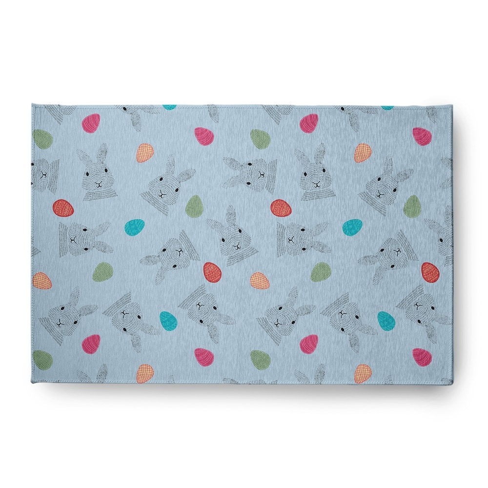 Bunnies and Eggs Easter Chenille Indoor/Outdoor Rug