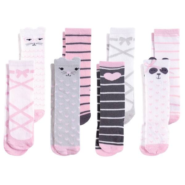 slide 1 of 1, Hudson Baby Infant Girl Cotton Rich Knee-High Socks, Pink Panda Pink Panda - 0-6 Months
