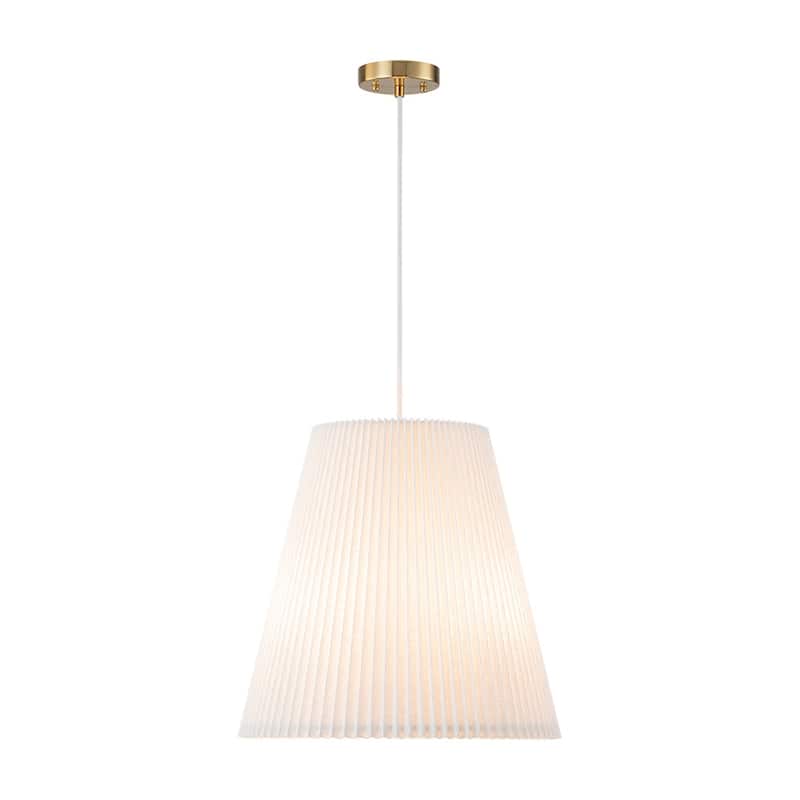 Scandinavian White Linen Pleated Conical Lantern Chandelier