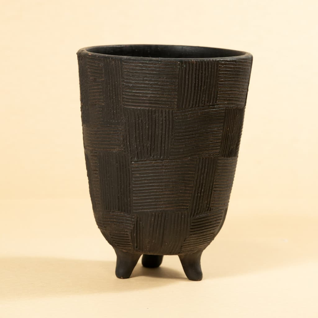 Large Footed Pot Standing Planter - 12" - Black