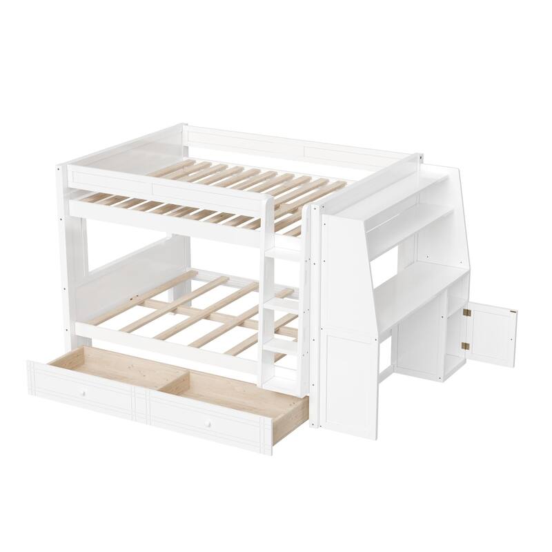 Modern Full-Size Bunk Bed with Built-In Ladder, Desk and Storage Space by Harper&Bright Designs