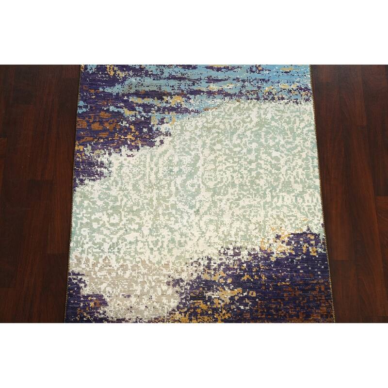 Wool/ Silk Artistic Contemporary Abstract Oriental Area Rug Handmade - 4'1" x 6'1"