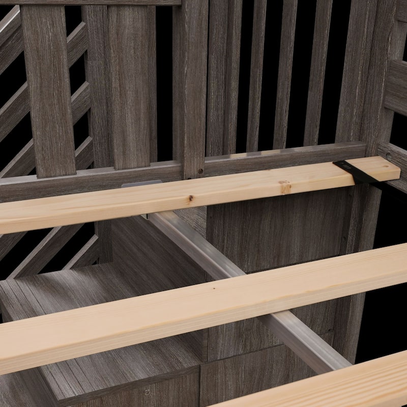 Max and Lily Twin over Twin Low Bunk Bed with Staircase and Curtains