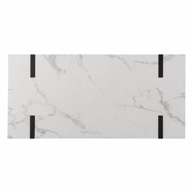 White Wood Black Metal Writing Desk with Soft-Close Drawer and Rectangular