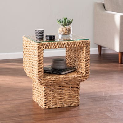 SEI Furniture Palmesa Eclectic Natural Woven Fiber Accent Table