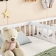 preview thumbnail 4 of 45, Twin Size Kids Bed Frame, Double Twin Floor Bed with Fence Guardrails